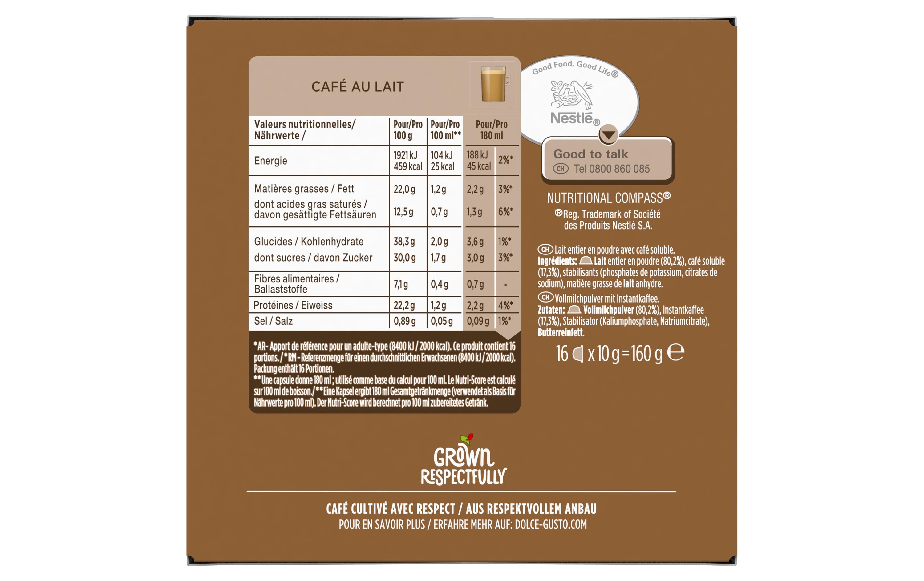 Kaffeekapseln Dolce Gusto Café Au Lait 16 StückNescafé Dolce Gusto Latte Kapseln