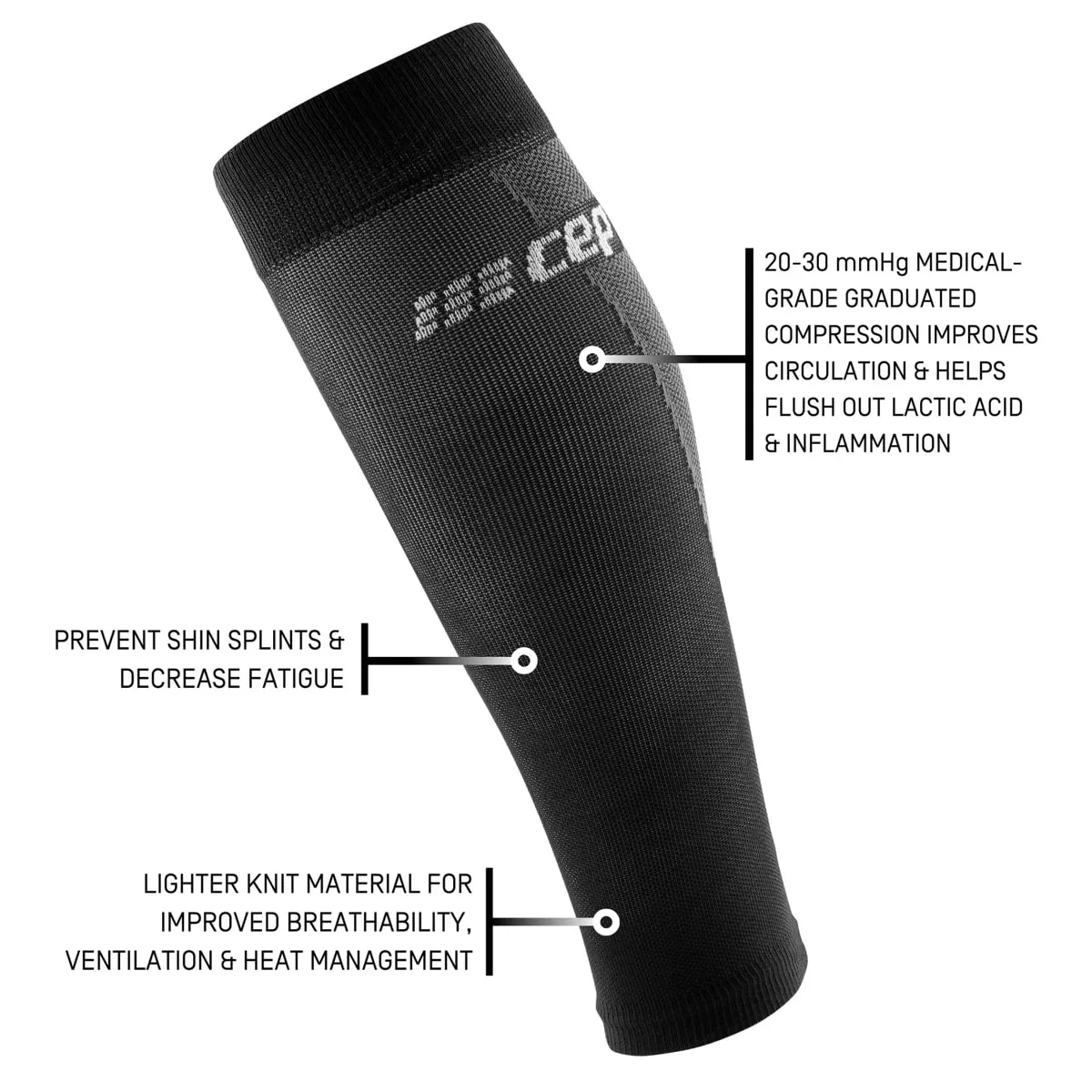 CEP Cep Ultralight Sleeves, Calf, V3, Men Black/Grey