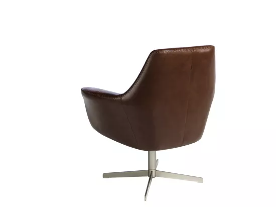Fauteuil pivotant en cuir et acier poli 5093 ANGEL CERDA