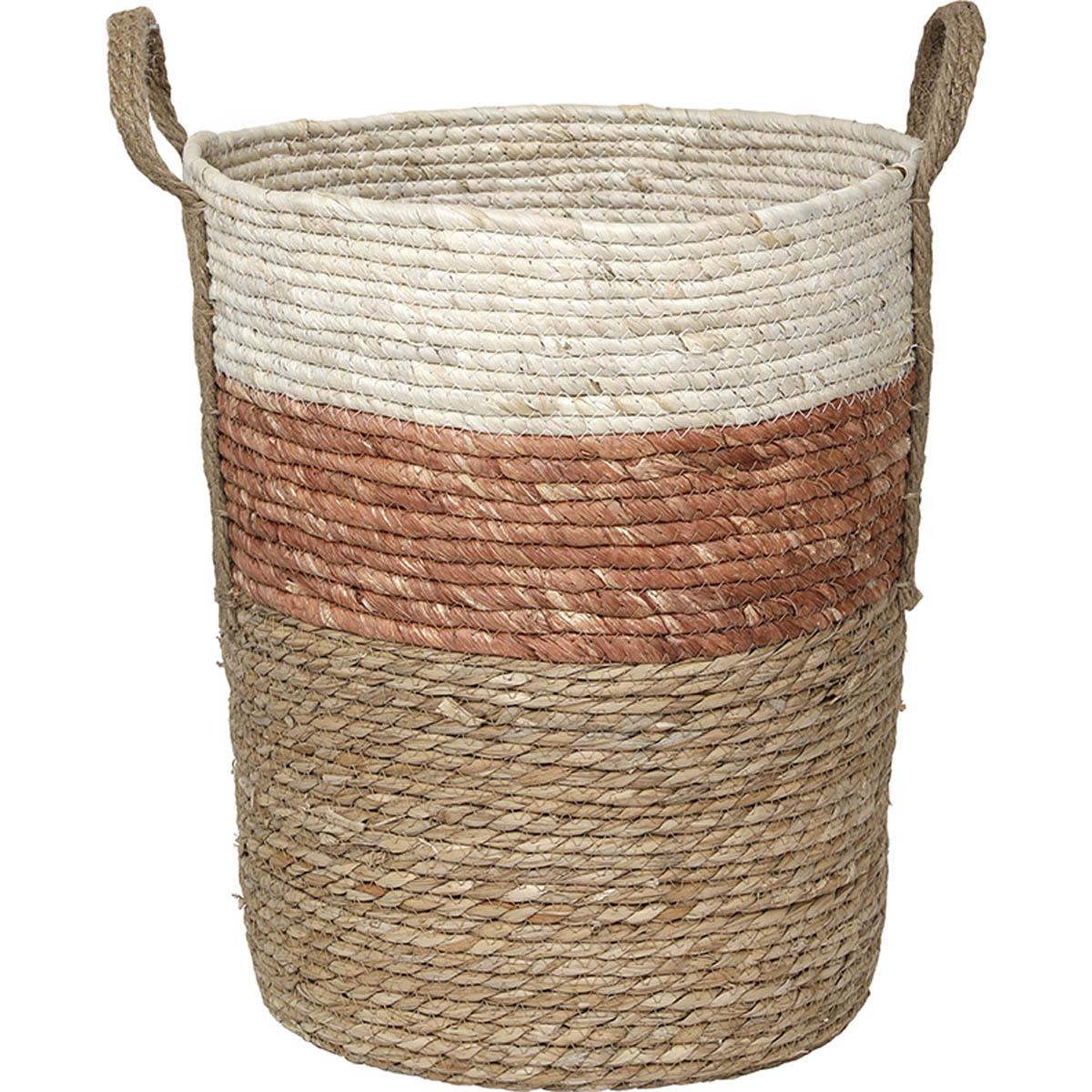 PANIERE RONDE MATIERE VEGETALE D.43X37CM CORAIL NATUREL