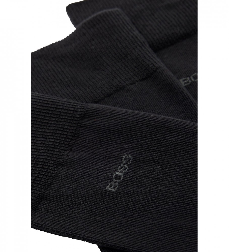 Pacote com 3 pares de meias pretas da marca BOSS