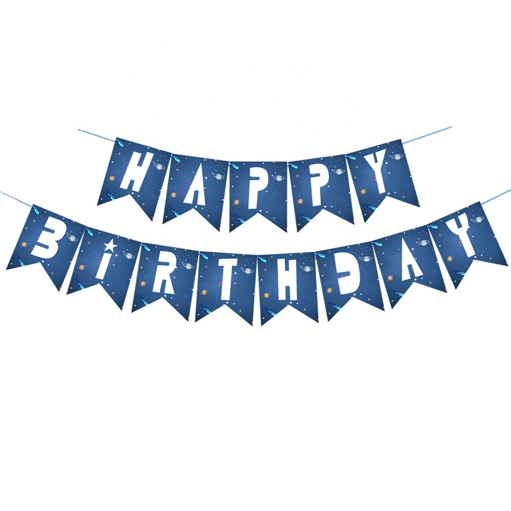 (36-tlg. Set) Happy Birthday Girlande Kinder Geburtstags Party Deko inkl. Latex- und Folienballons - Weltraum