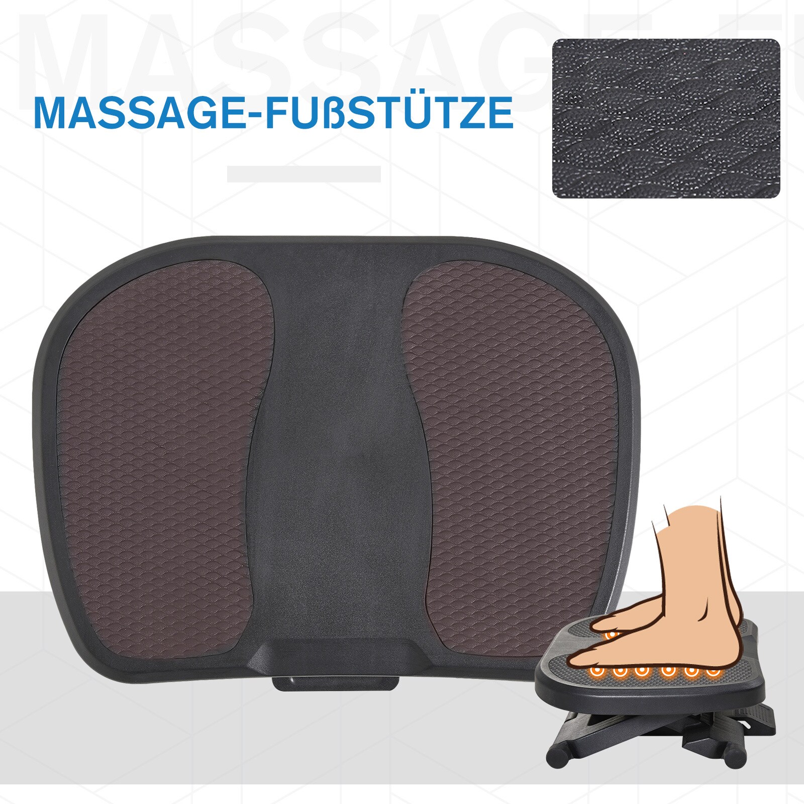 HOMCOM Fußstütze verstellbar schwarz 45 x 34 x 10-16,5 cm (BxTxH)