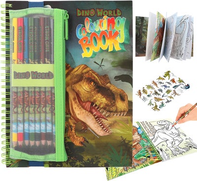 Dino World Fargeleggingsbok med Fargeblyanter