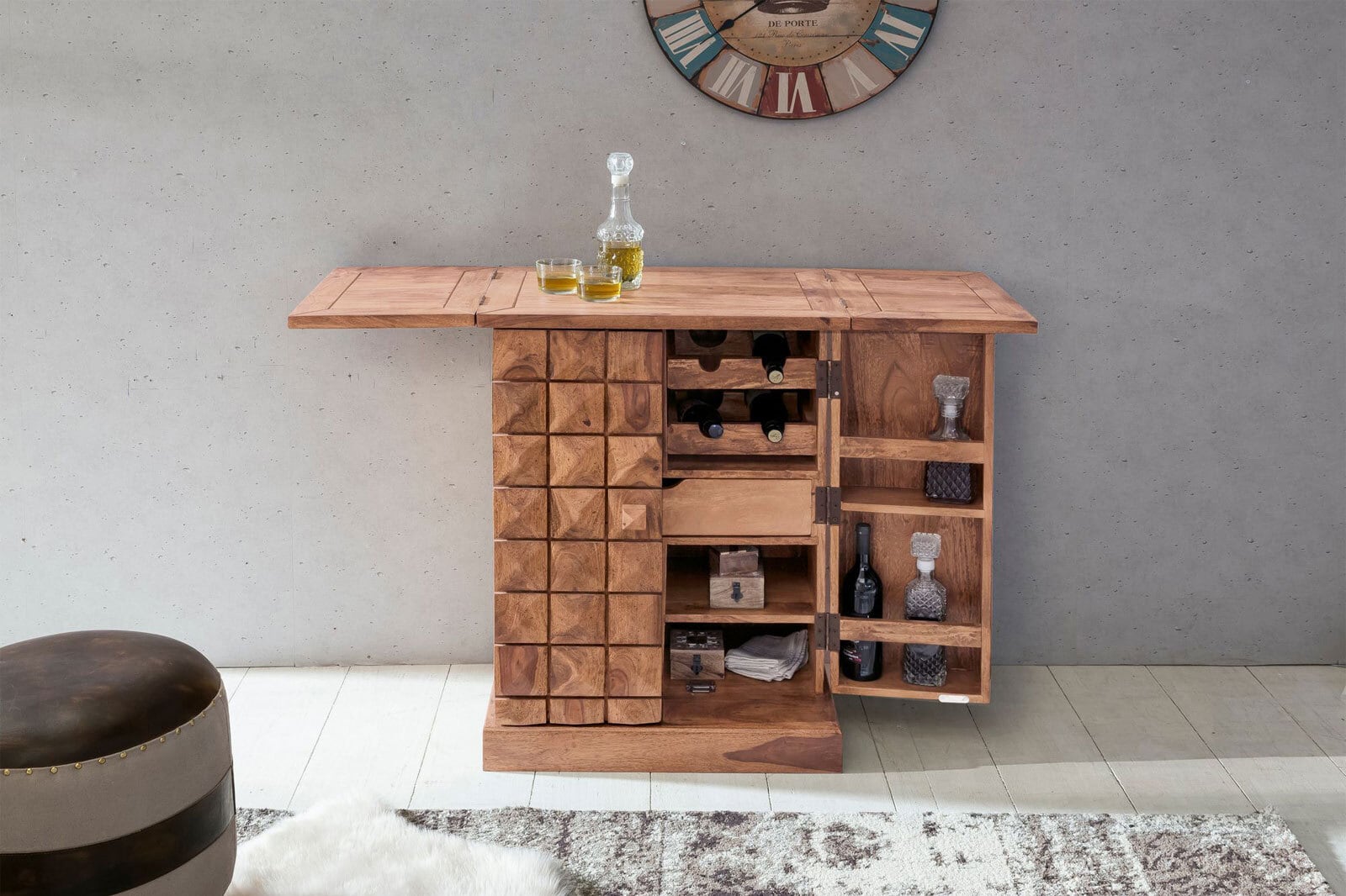 Barschrank Lucca 65 x 91 cm Akazie massiv
