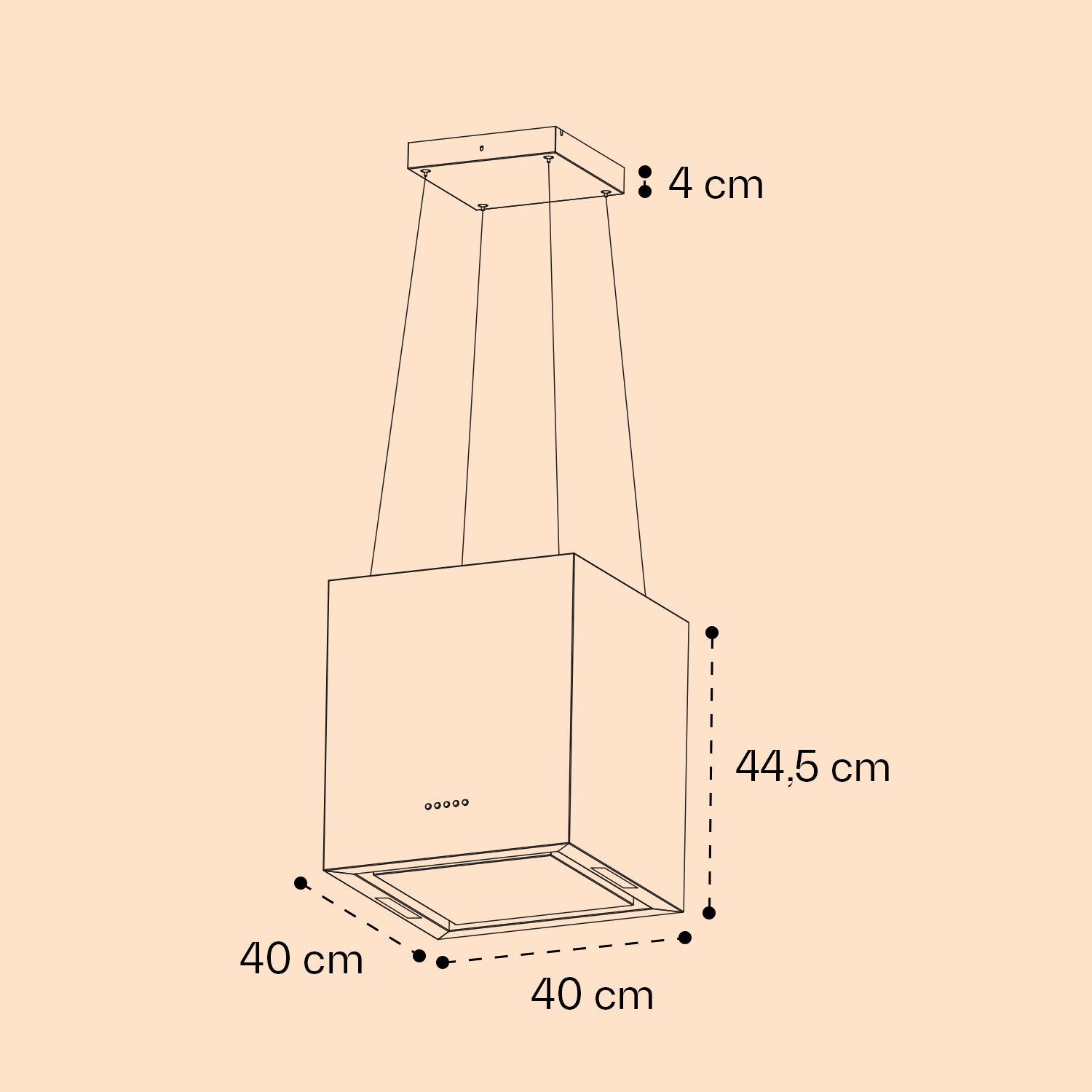 Kronleuchter Inselabzugshaube 596m³/h LED-Panel EEK A Schwarz