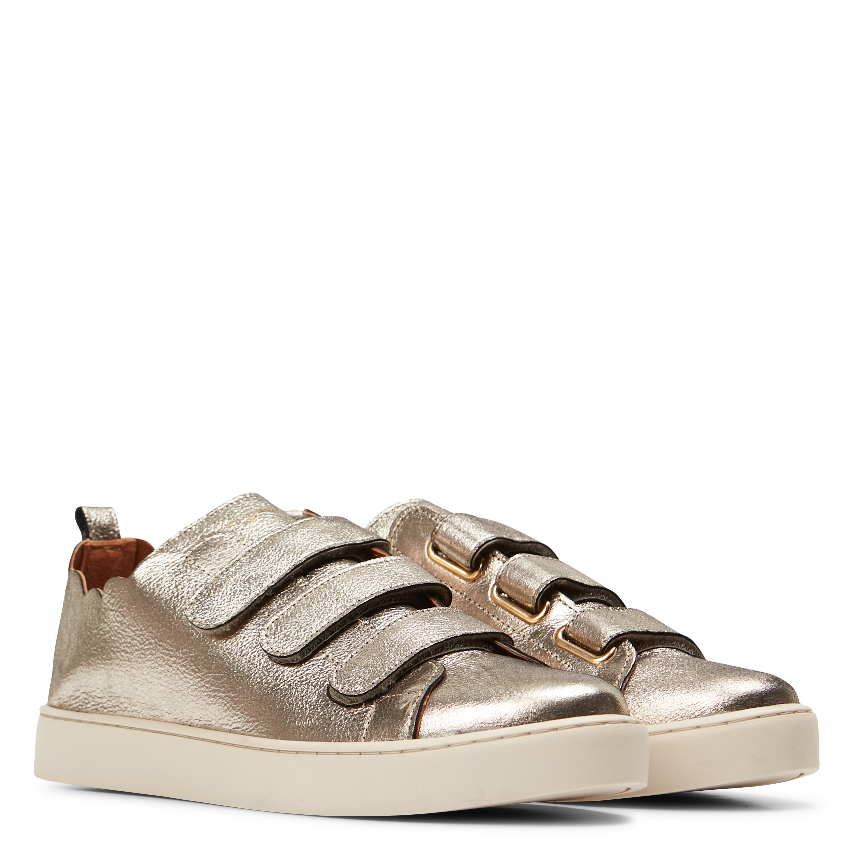 JULIANNE - Baskets basses en cuir lamé | Doré