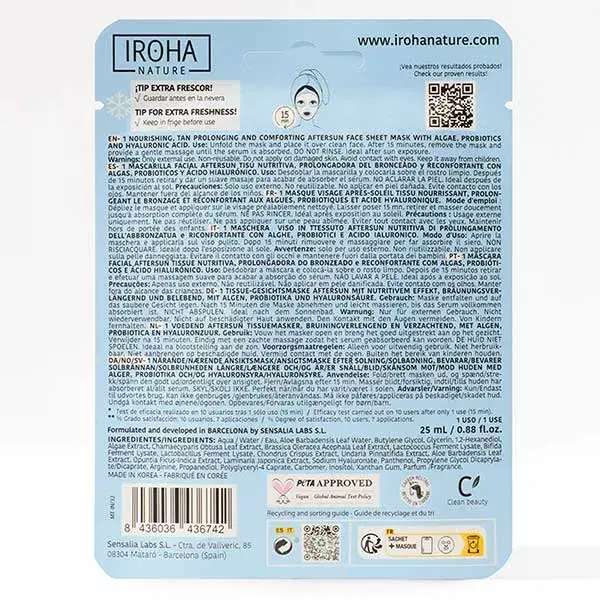 Máscara Nutritiva Pós-Sol Iroha Nature - Algas