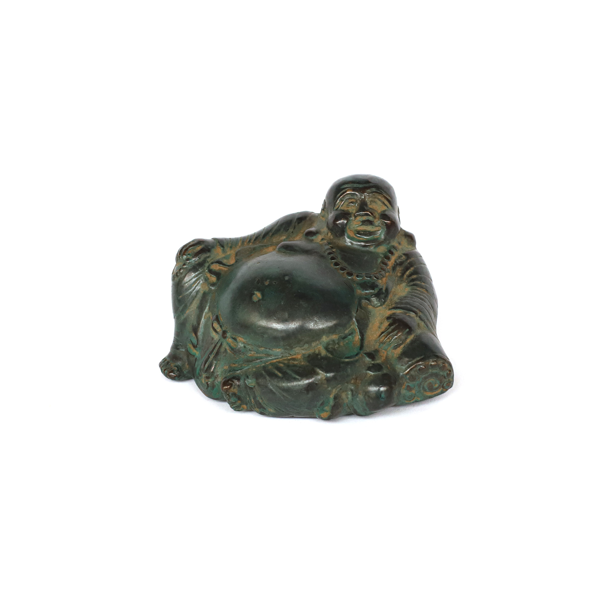 Bronze-Statuette 'lachender Buddha', B 10 cm, H 5 cm, L 8 cm von fischer's lagerhaus
