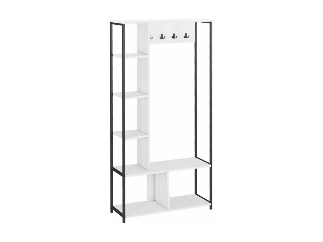 Garde-Robe d'Entrée Caigua 182x90x35 Panneau de particules Acier Blanc Gris Foncé Moderne