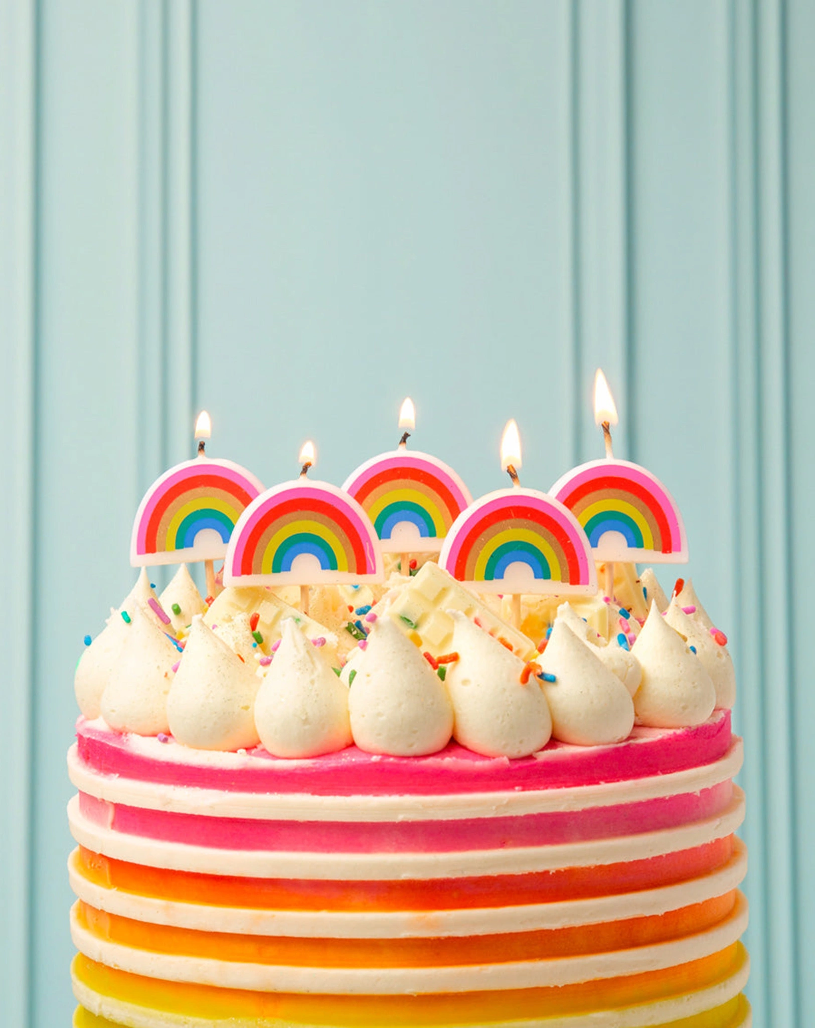 Kuchenkerzen RAINBOW SHAPES 5er Pack