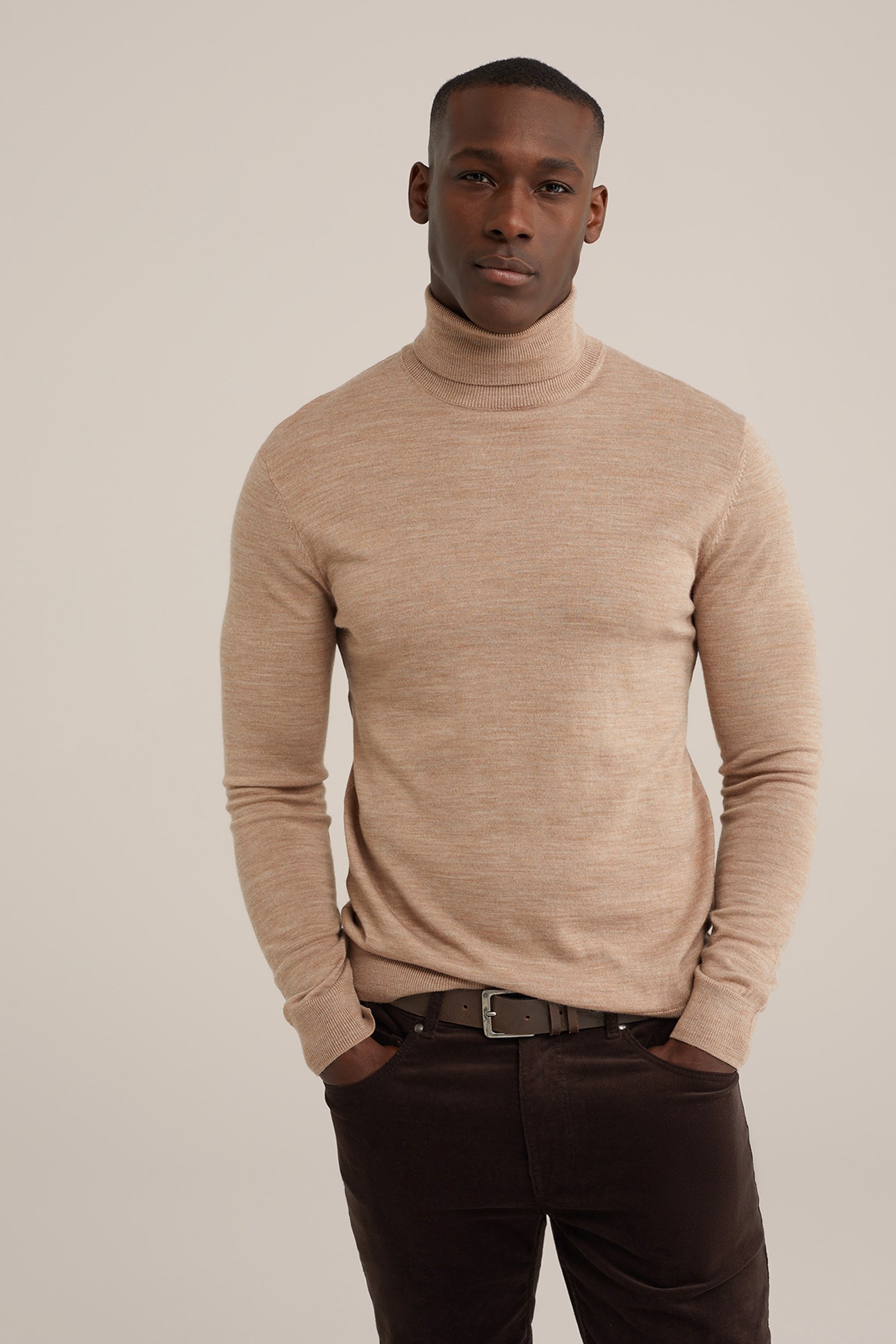 coltrui van merinowol WE Fashion Beige