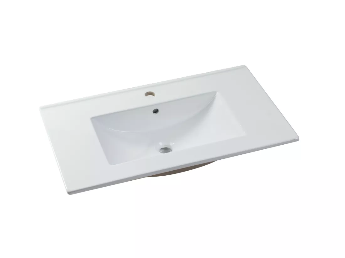 Meuble de salle de bain suspendu avec simple vasque - Coloris blanc - 80 cm - KAYLA
