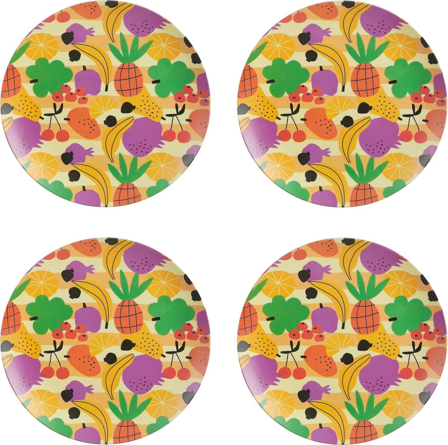 Mica Decorations dinerbord Sunshine multi D 25 H 1,5 cm 4 stuks