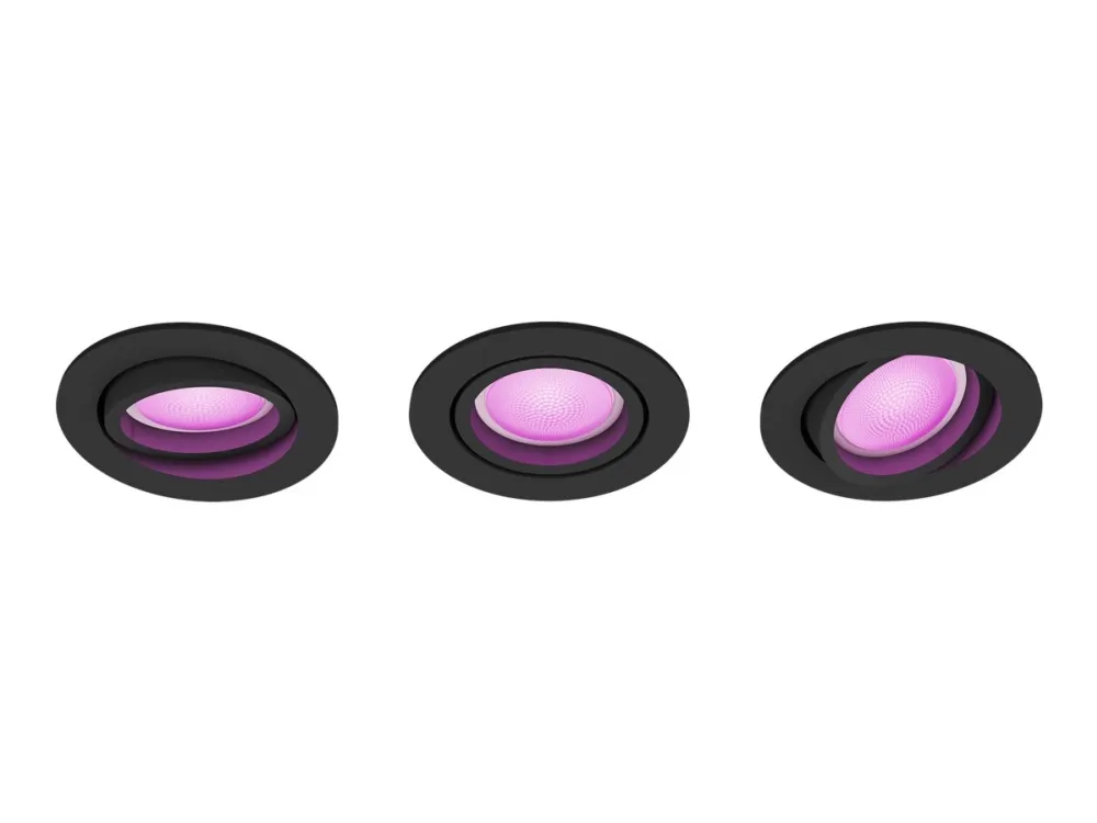 Philips Hue White and Color Ambiance Centura - Indlejret spotlys - LED-spot lyspære - GU10 - 5.7 W - 16 millioner farver/varmt hvidt til koldt hvidt lys - 2000-6500 K - sort (pakke med 3)