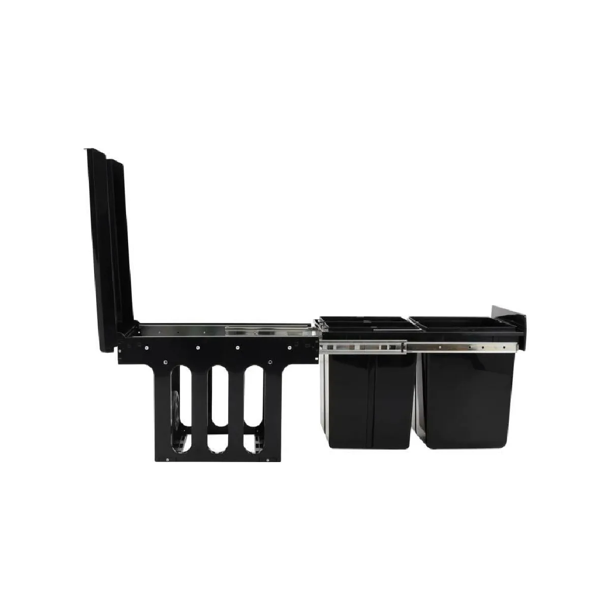 Vente-unique Poubelle amovible de cuisine 48L Noir