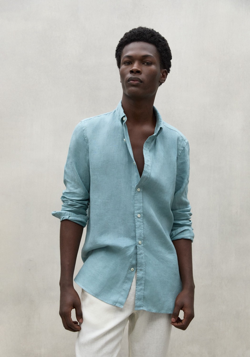 Ecoalf Leinenhemd Malibu Aqua Green