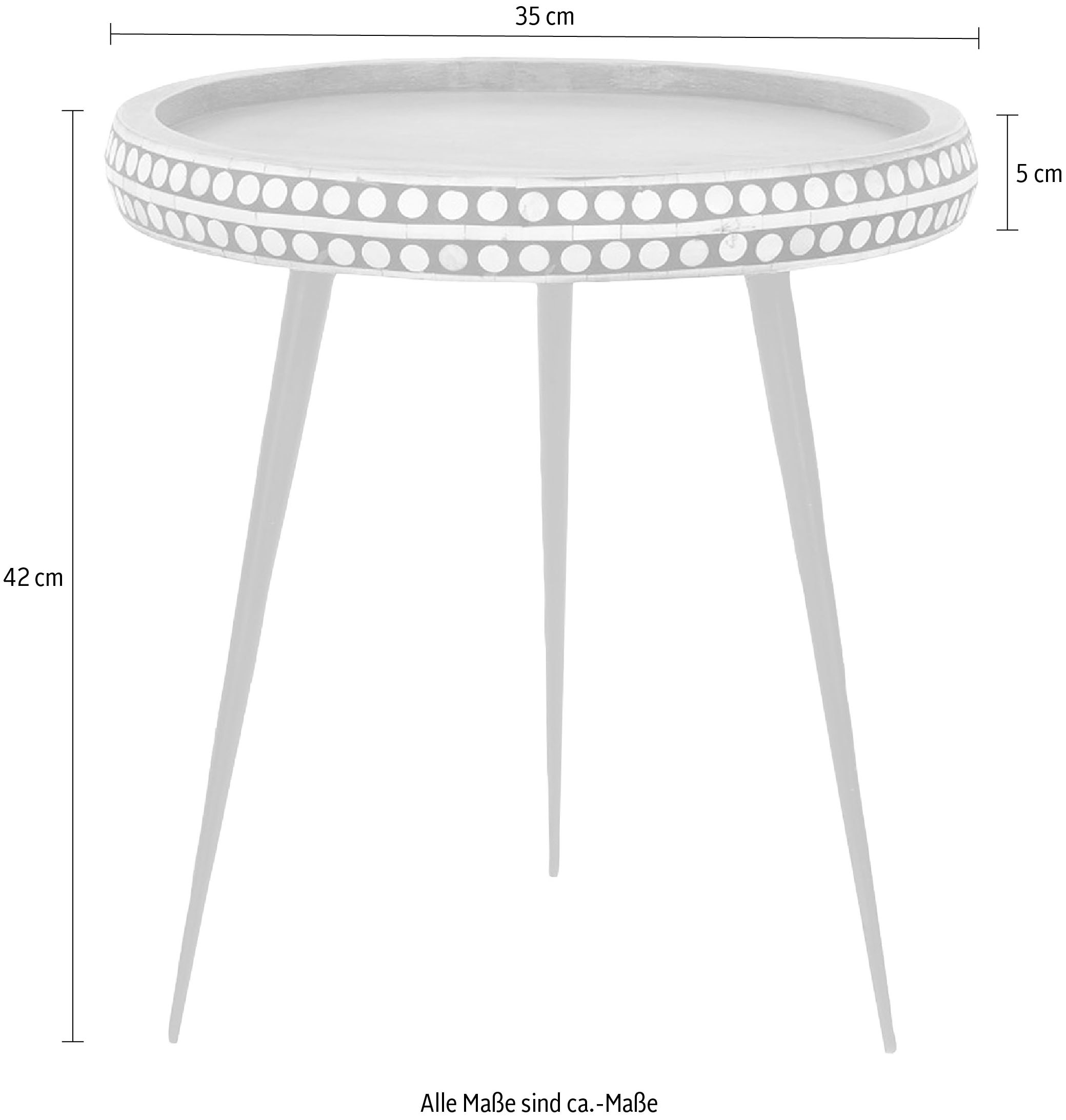 byLIVING Beistelltisch »Jana« aus Massivholz, mit modernem Muster, Durchmesser 35 cm