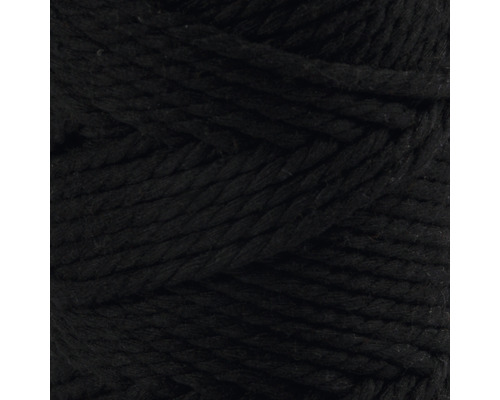 Macramé garen 4 mm, zwart, drielaags
