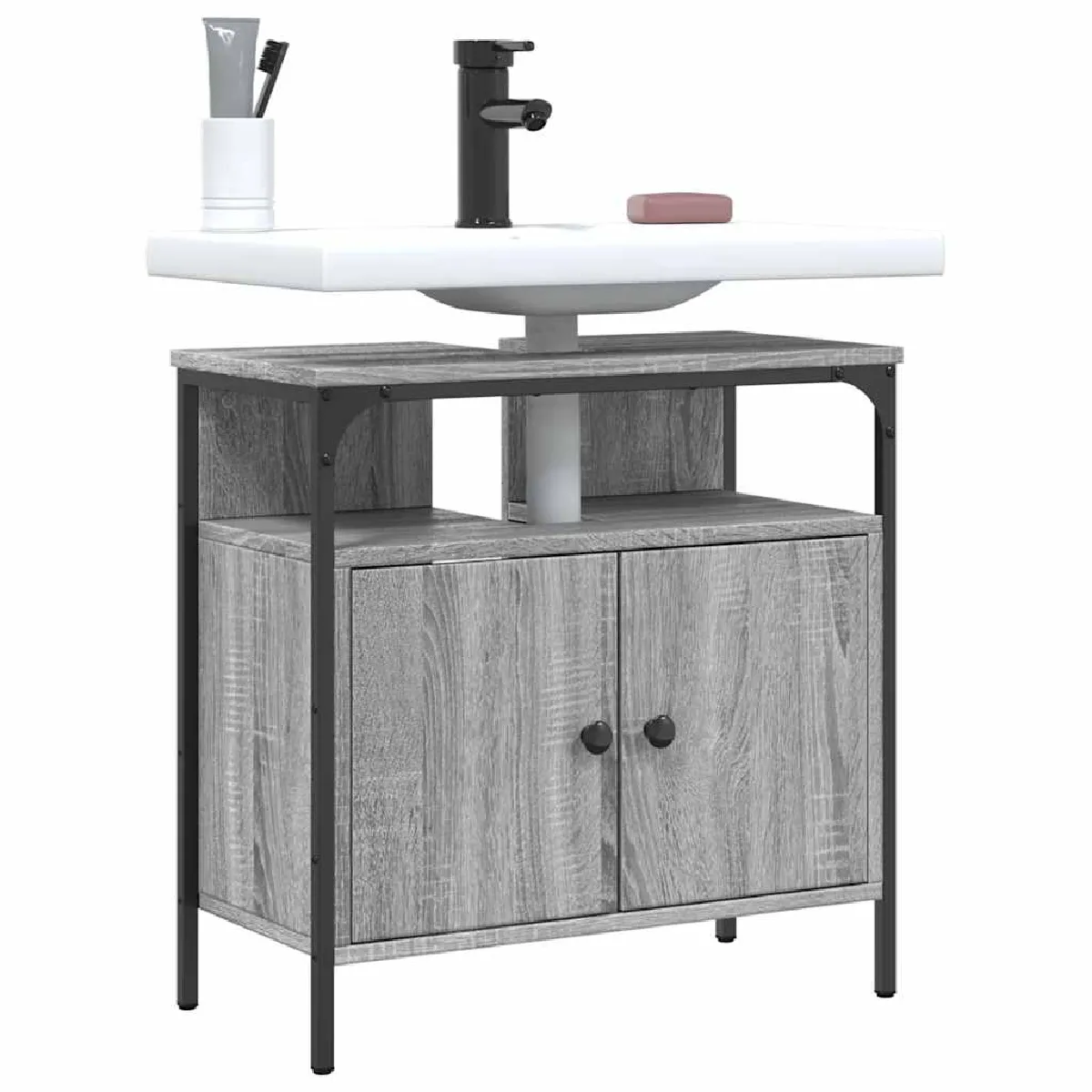 vidaXL Armoire lavabo sonoma gris