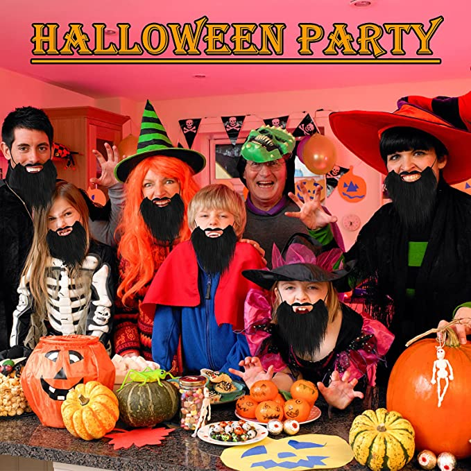 (20x22cm) Kunst Bart Fasnachts Kostüm Zubehör Motto Party Accessoire Halloween Foto Requisite - Schwarz