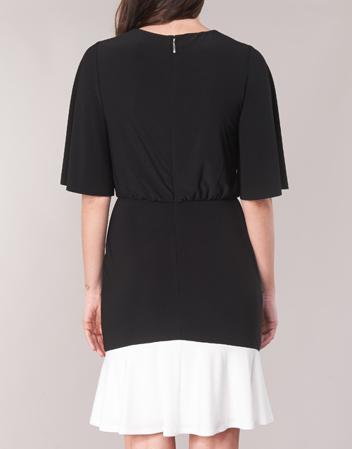 Lauren Ralph Lauren - ELBOW SLEEVE DAY DRESS Negro / Blanco