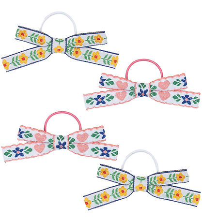 Konges Sløjd Haargummis m. Schleife - 4er-Pack - Mini Bow - Whit