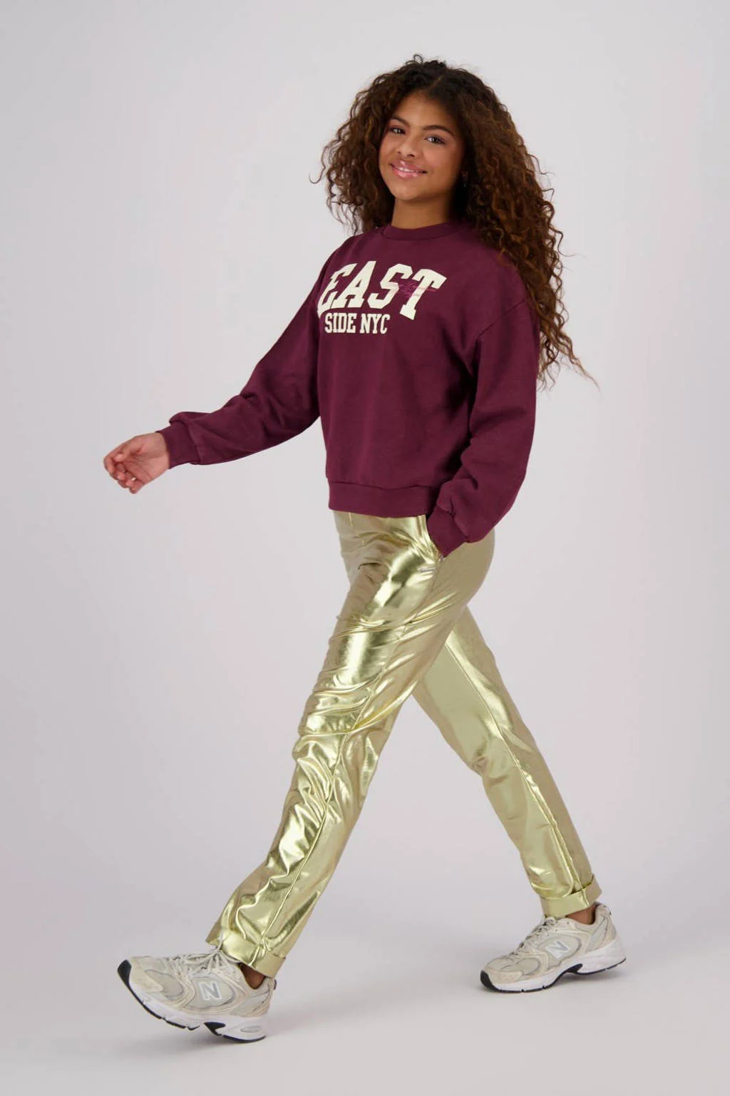 Raizzed sweater Cela met tekst donkerrood