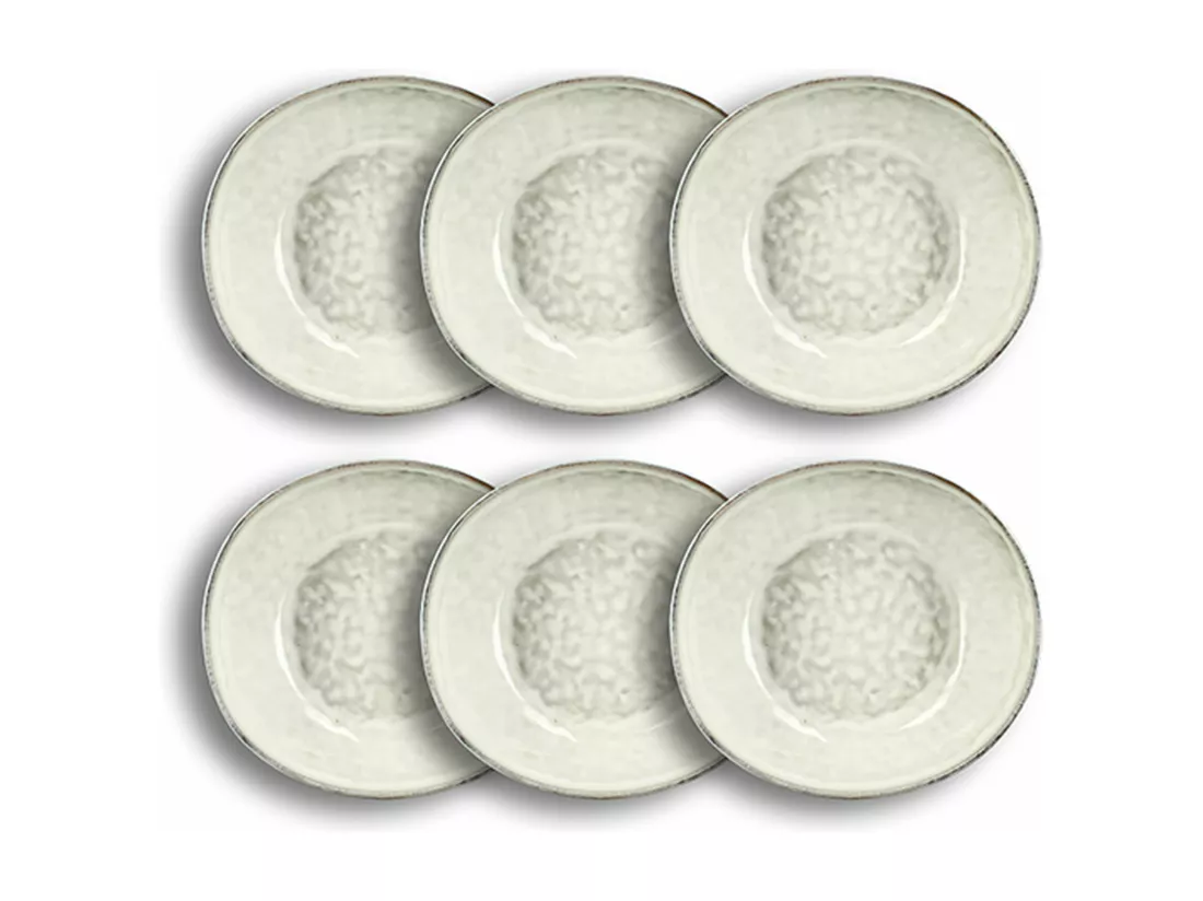 Ogo Living - Lot 6 Assiettes Creuses Boral 21cm En Gres Beige
