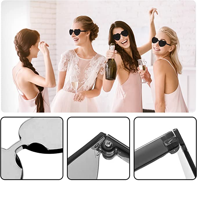 (16-tlg. Set) Herz Brille   Team Bride Armband Bachelorette Party Accessoire Junggesellinnenabschied - Schwarz / Weiss