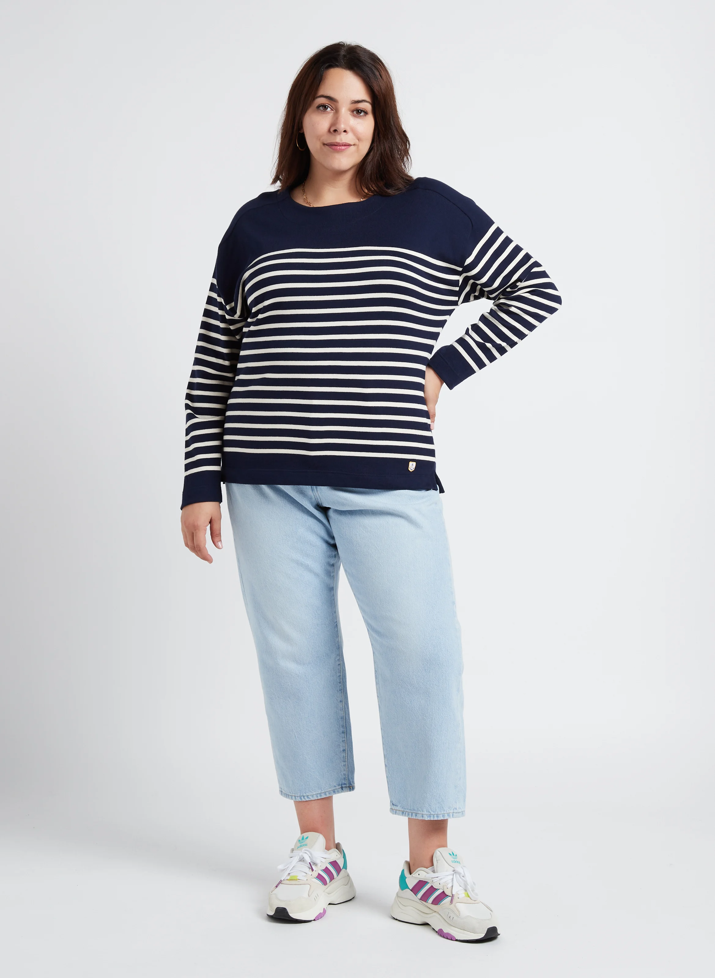 PL 501CROP - Jean droit taille haute en coton | Jean Délavé