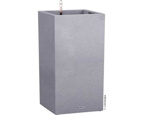 Lechuza Canto Stone plantenbak, 40 x 40 x H 76 cm, grijs, inclusief zelfbewateringssysteem, plantinzet, substraat en waterstandindicator.