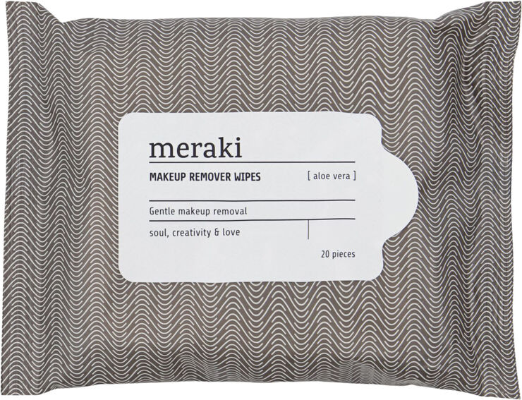 Meraki Makeup remover wipes, Aloe vera, Varm grå/Hvid