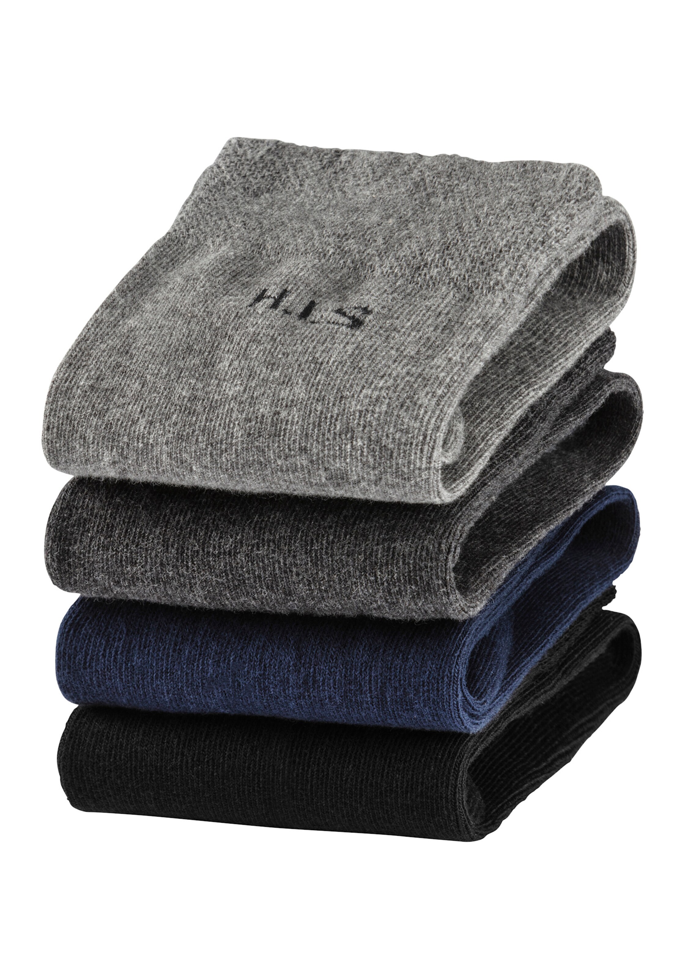 H.I.S Socken in 1x schwarz, 1x marine, 1x anthrazit-meliert, 1x grau-meliert