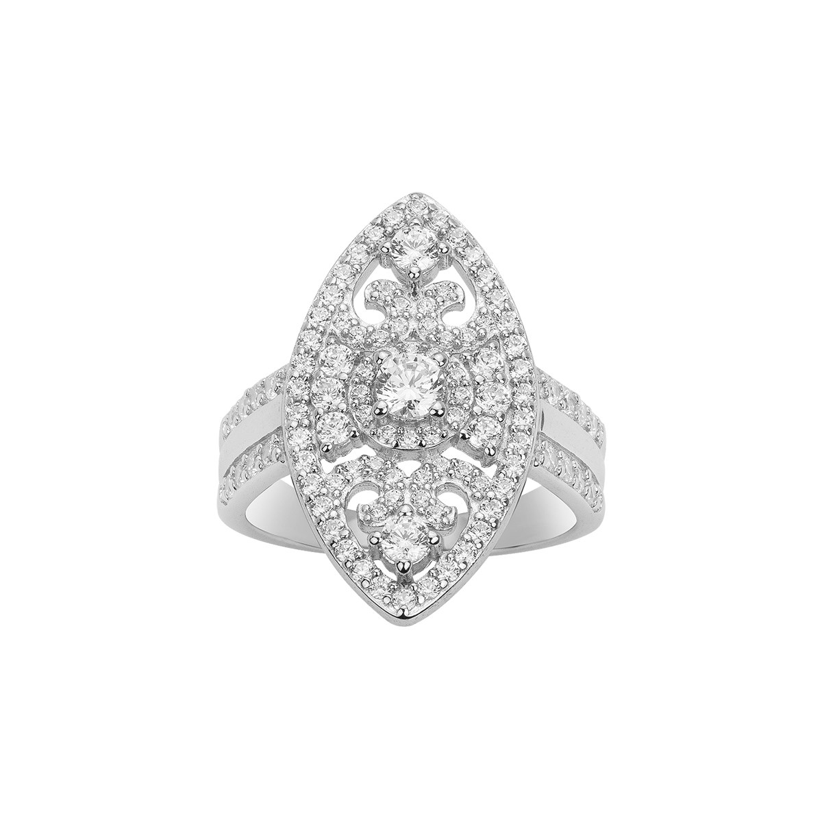 Bague en Argent avec oxyde de zirconium blanc