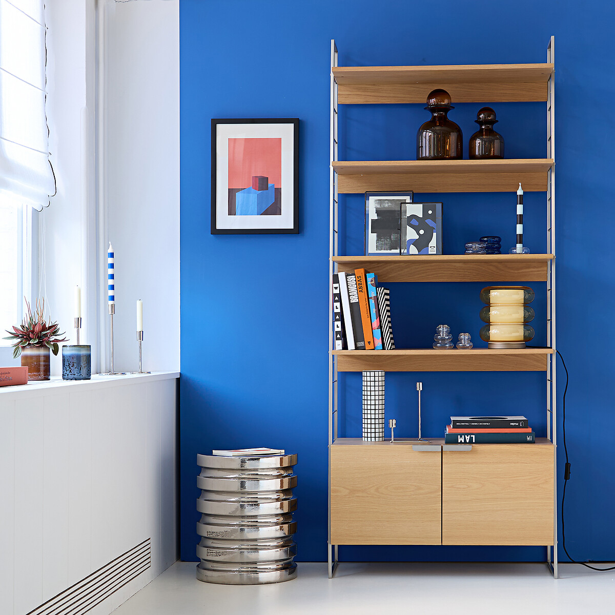 LA REDOUTE INTERIEURS<br>Estante vintage em carvalho e cromo, Alt.190 cm, Watford