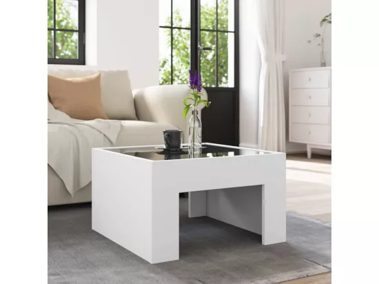 Table basse avec LED infini blanc 50x50x30 cm