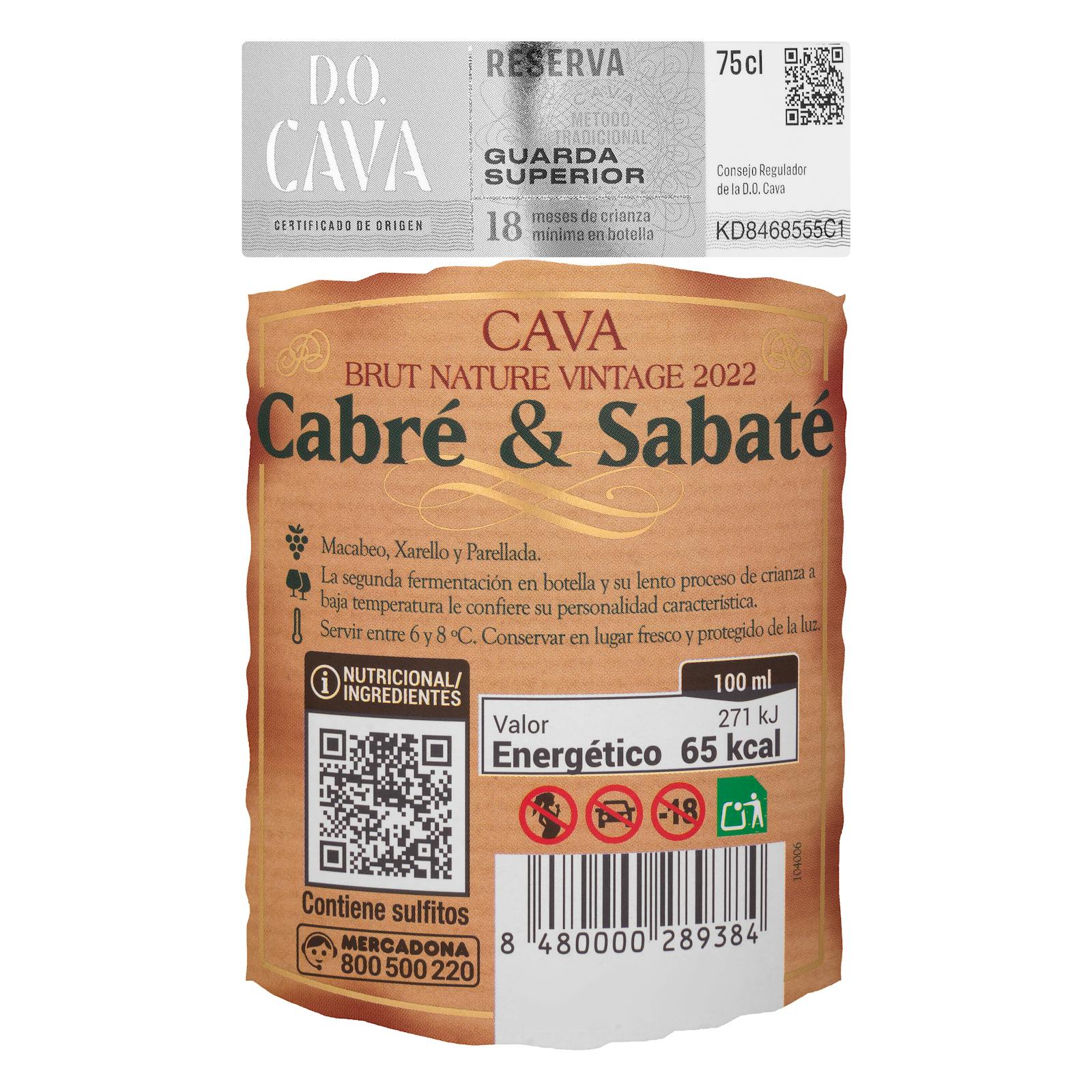 Cava brut nature réserve millésime Cabré & Sabaté