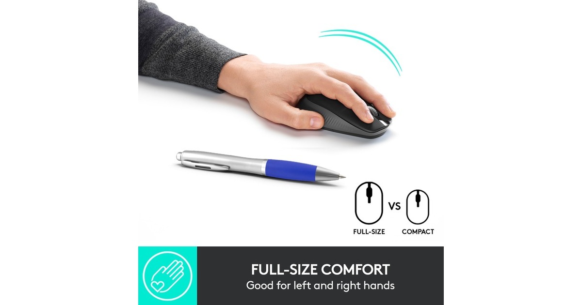 LogitechM190 Full-size wireless mouse  (Zwart, 1000 dpi)