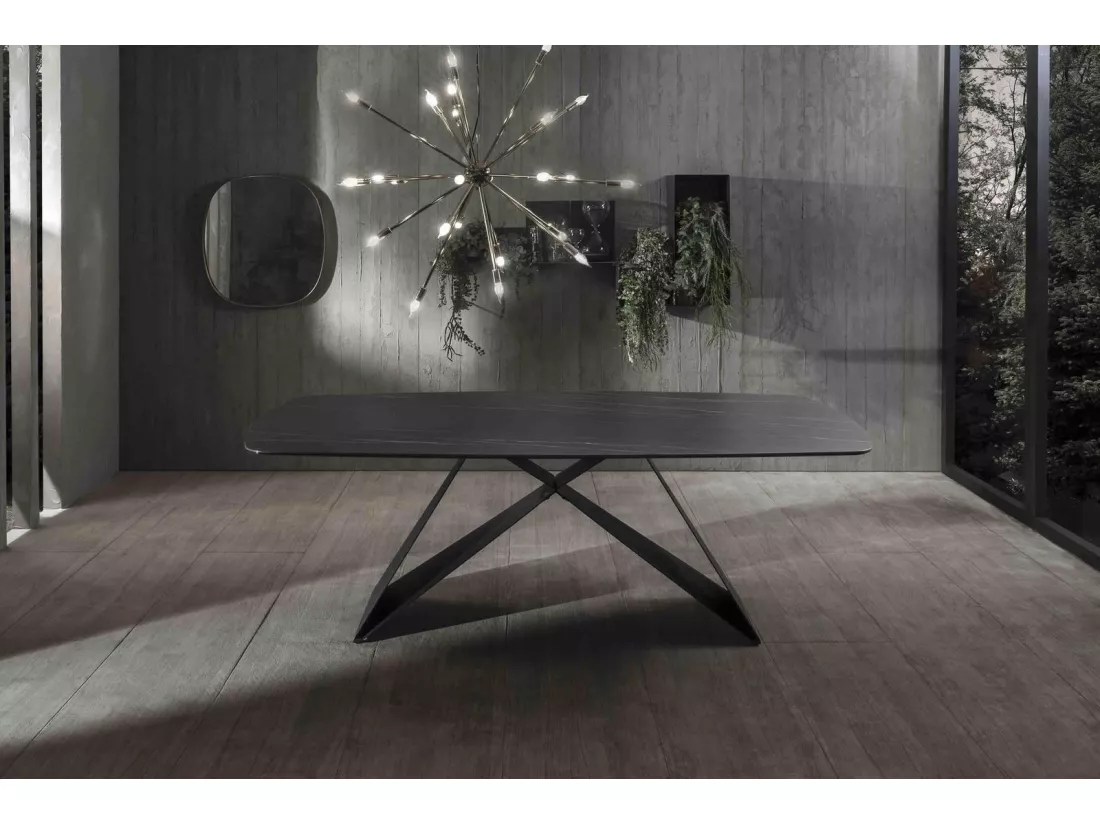 Thanos Table Fixe (220 x 110 cm) en Céramique Noire