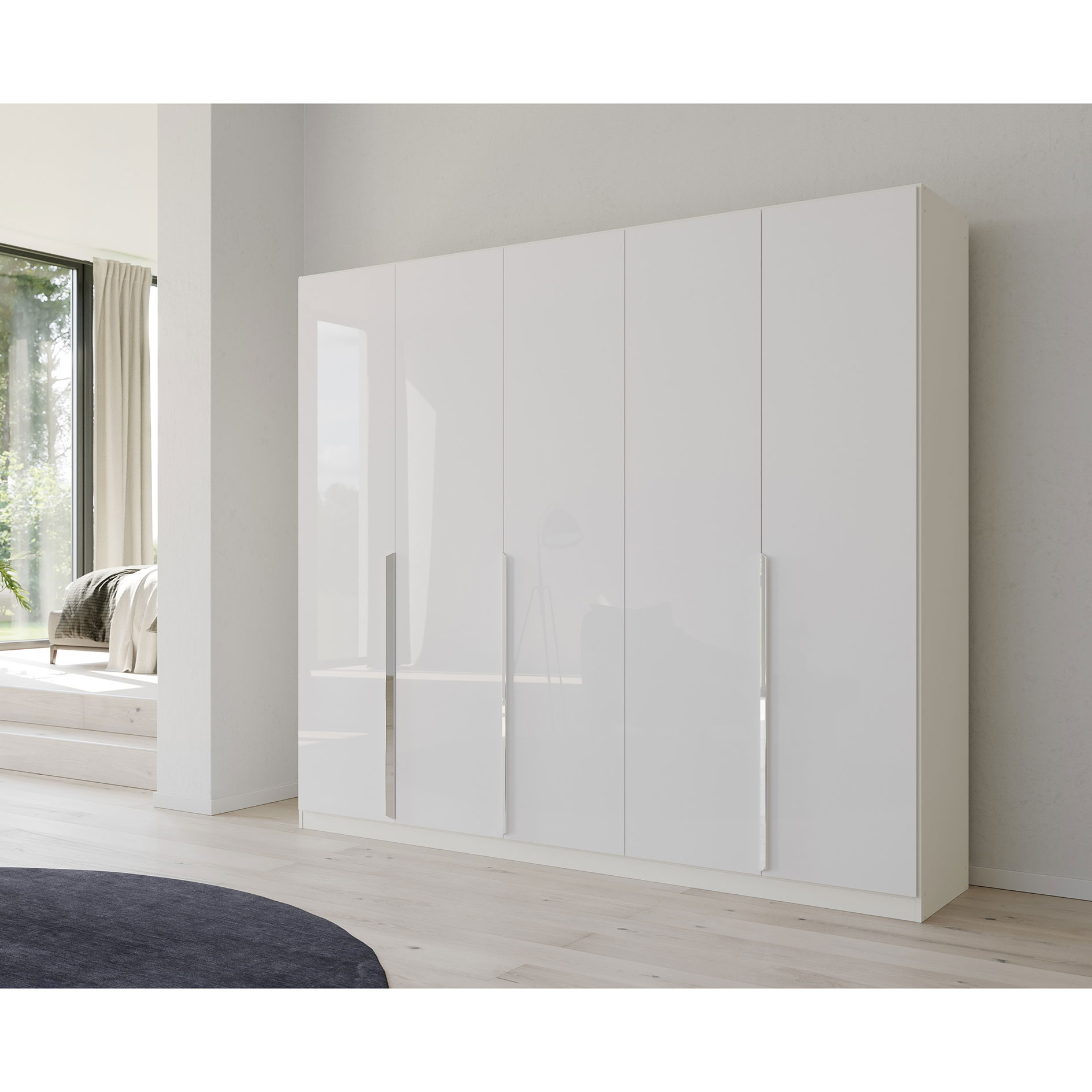 Drehtürenschrank - Hochglanz weiß - 5 Türen - 226 cm