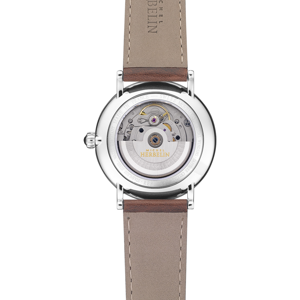 Montre HERBELIN  Inspiration automatique acier bracelet cuir brun