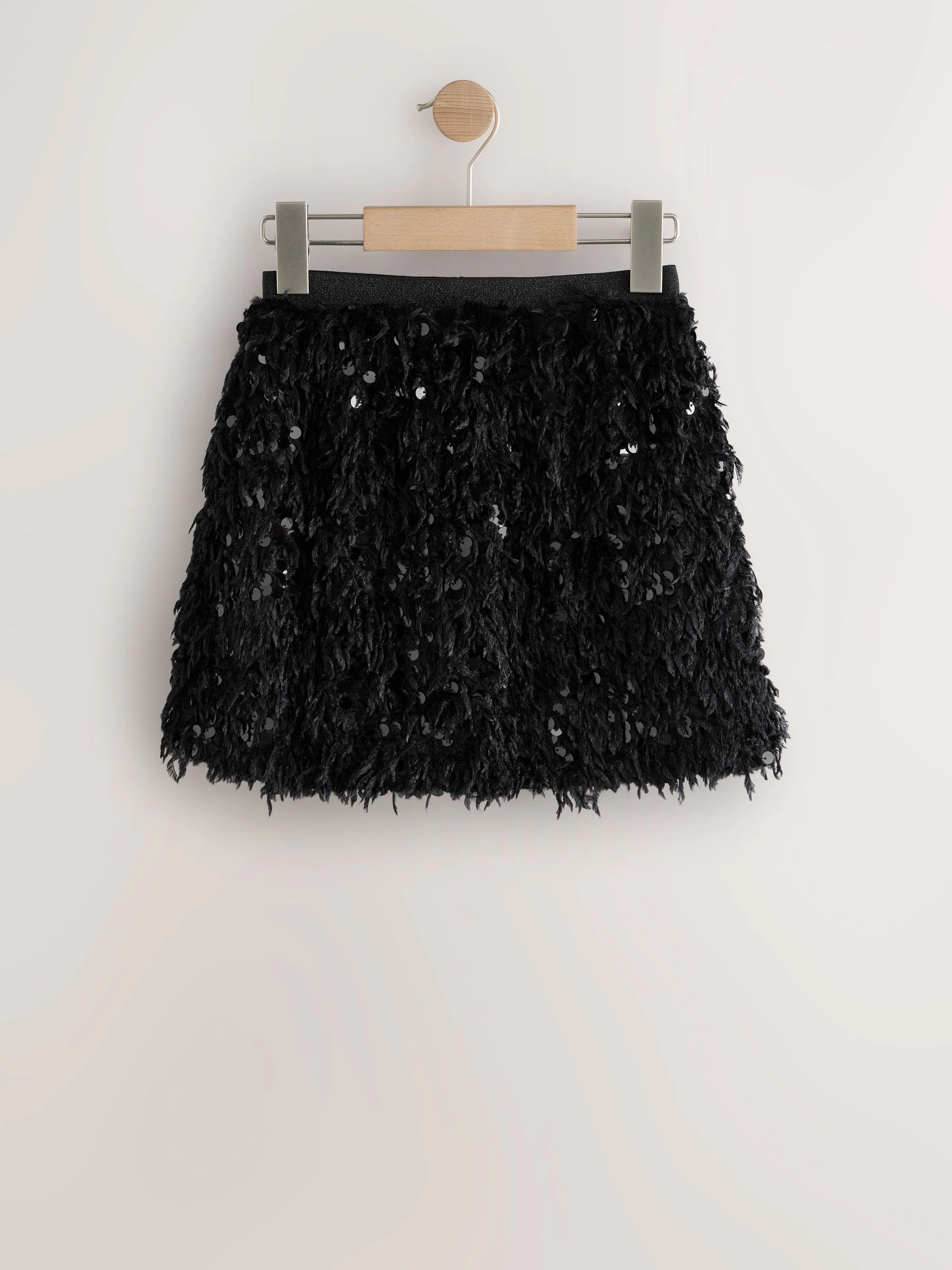 Black Fluffy Sequin - Rok (3-16jr)