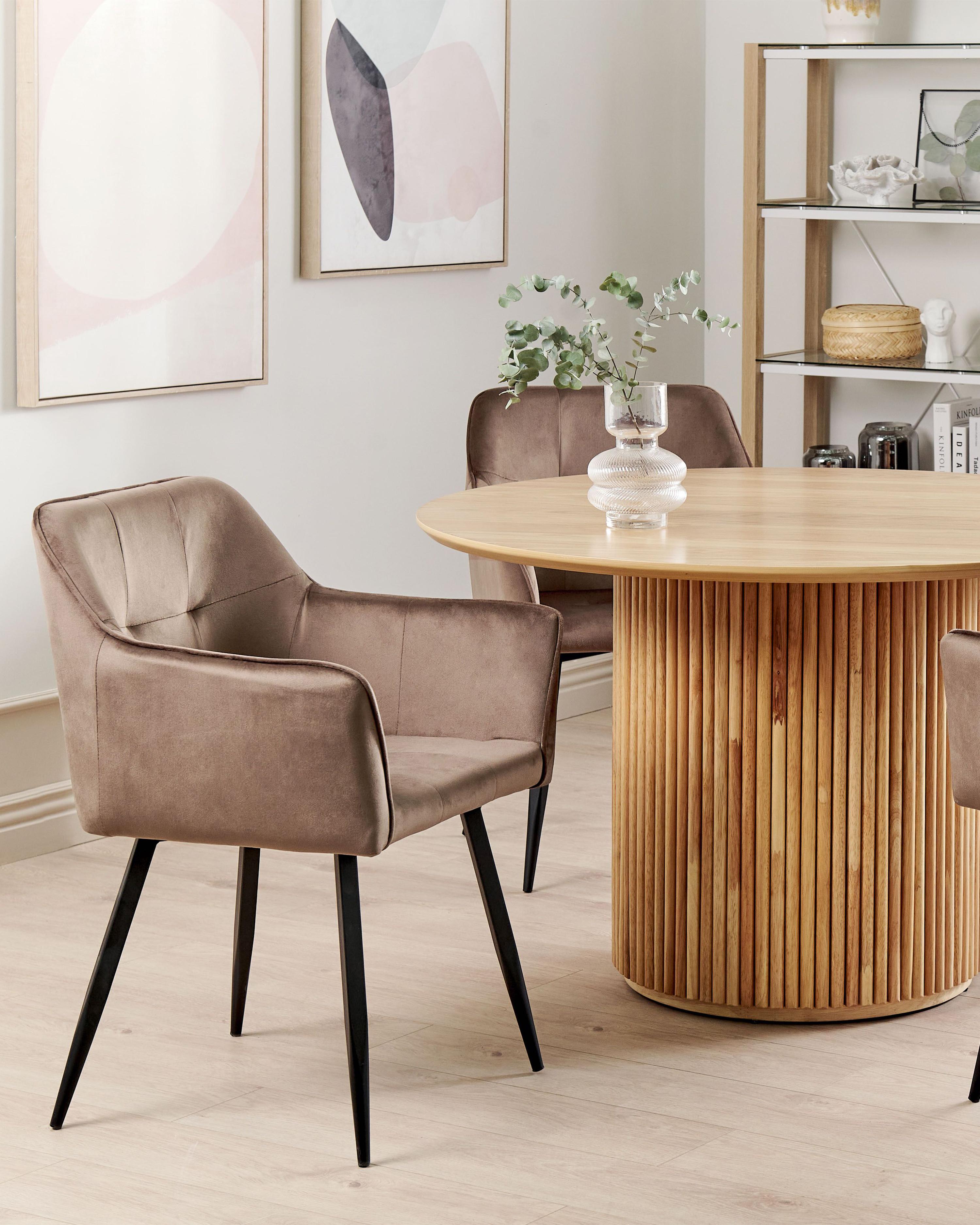 Set van 2 eetkamerstoelen JASMIN Fluweel Bruin