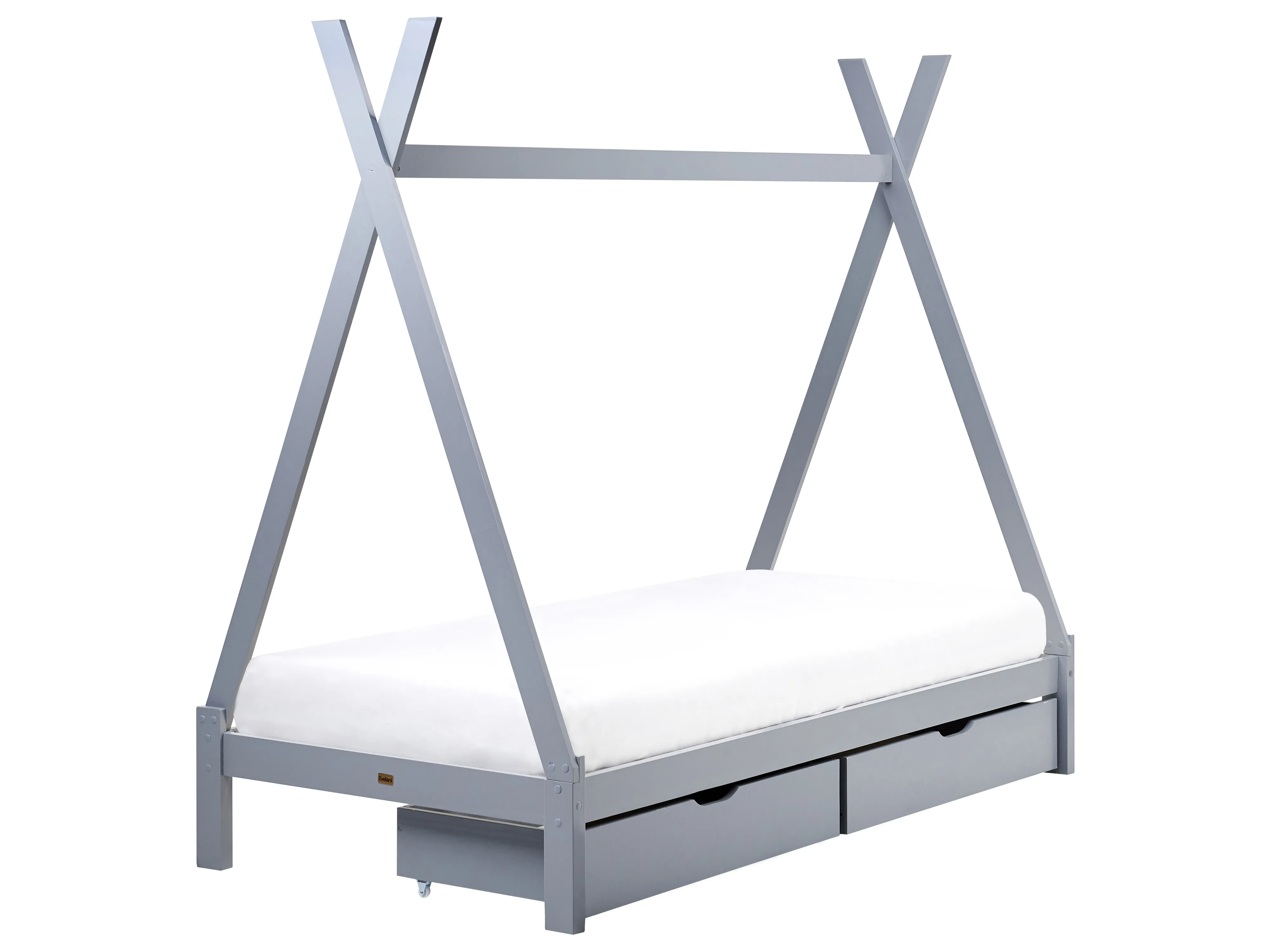 Kinderbed met laden Tent Dennenhout DEVAY 90 x 200 cm Grijs