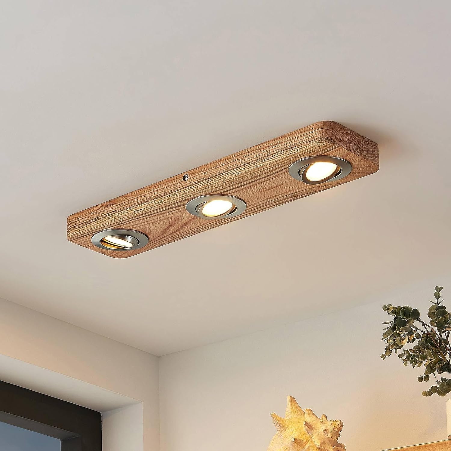 Lindby ,schwenkbar (Modern) aus Holz (3 flammig,) - Deckenleuchte Lampe Wohnzimmerleuchte