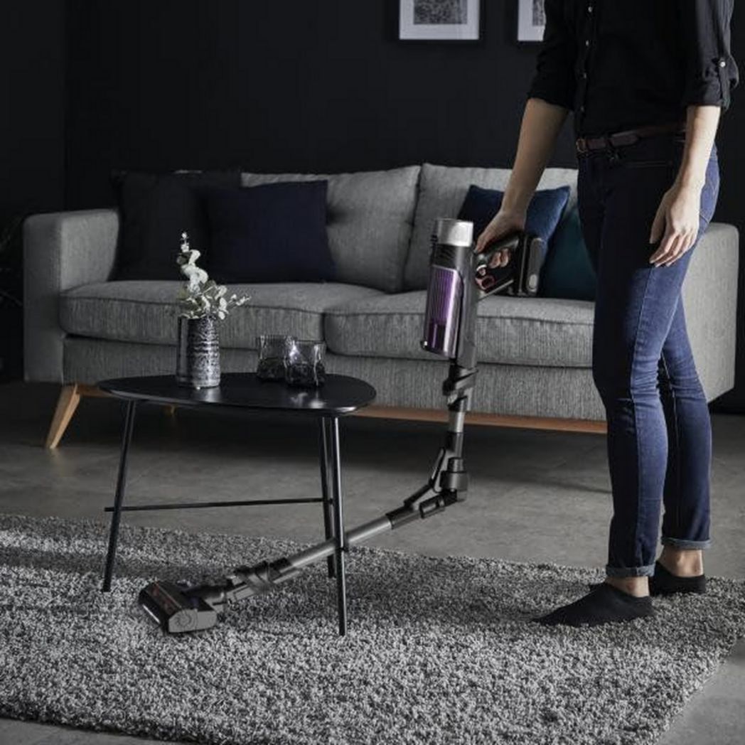 Aspirateur balai sans fil Rowenta X-Force Flex 9.60 Allergy, filtration anti-allergènes, puissance 100 AW, ultra léger, autonomie 45 min RH2038WO, noir/violet