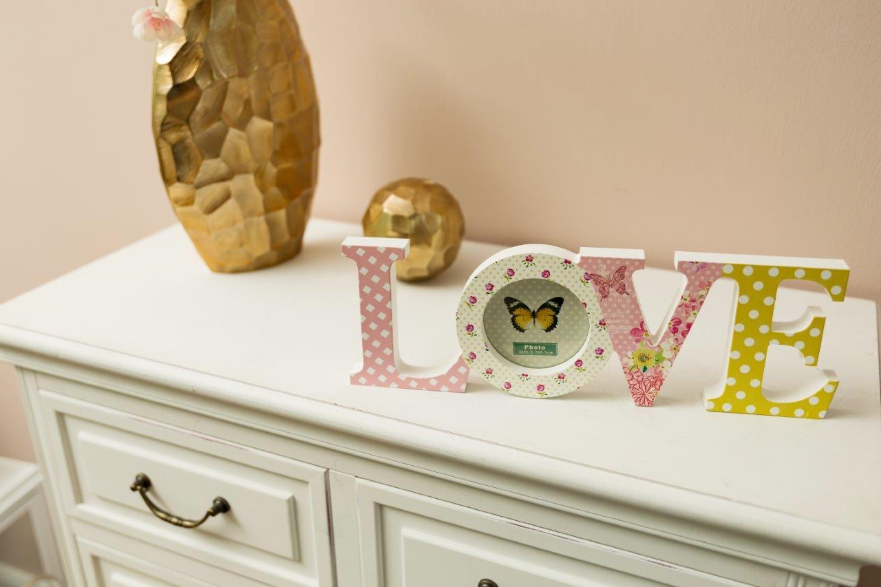 Love-Bilderrahmen SAGA - weiß-rosa-grün - 37 cm