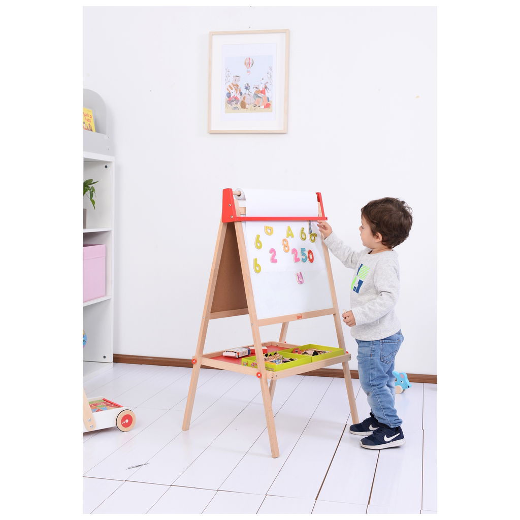 SpielbaSpielba   Standtafel mit Papierrolle und Kreiden rot