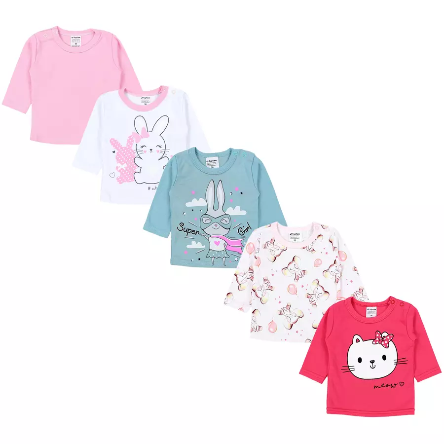 TupTam Baby Mädchen Langarmshirt 5er Set rosaweiß